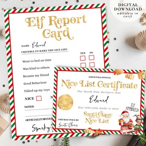 Boletim de elfo menino, Certificado oficial de lista de bons, Carta de bom relatório de elfo editável, Boletim de elfo para o Papai Noel, Certificado de Natal, 102