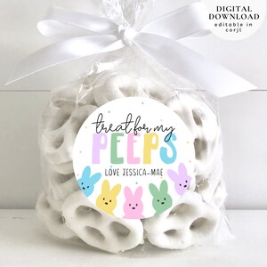 Editable Happy Easter Tag, Easter Bunny Treat Tag, Treat For My Peeps Gift Tag, Easter Peeps Tag, Easter Classroom Gift Tag, Sweet Tag, 338