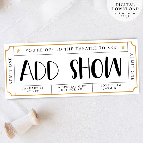 Editable Theatre Ticket, Musical Theatre Ticket, Christmas Theatre Ticket, Broadway Show Ticket, Concert Ticket, Christmas Voucher, 093