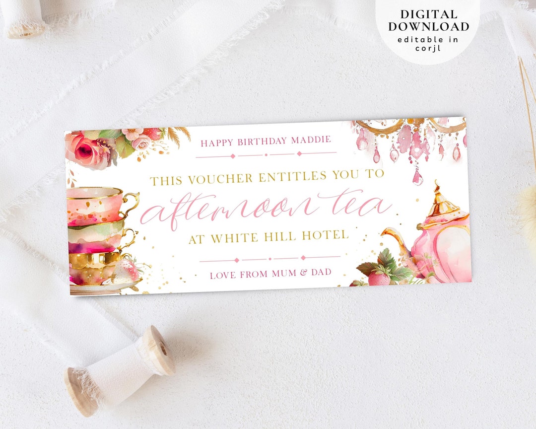 Afternoon Tea Gift Voucher, Brunch Voucher, Mother's Day Voucher, Birthday Gift Voucher