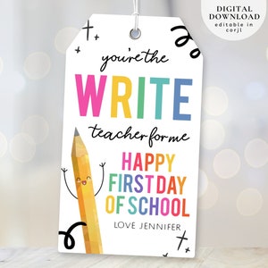 Bearbeitbarer erster Schultag Bleistiftanhänger, Sie sind der Schreiblehrer für mich, Schulgeschenkanhänger, Geschenkanhänger für Lehrer, 252