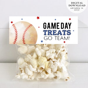 Spieltag Leckerli Beutel Topper, Spieltag Leckerli Beutel Topper, Baseball Team Taschentopper, Baseball Favor Topper, Snackbeutel Topper, Druckverschluss Topper, 351