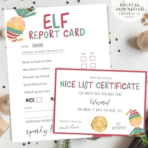 Boy Elf report card, Official nice list certificate, Editable Elf nice report Letter, Elf report card to Santa, Christmas certificate, 103