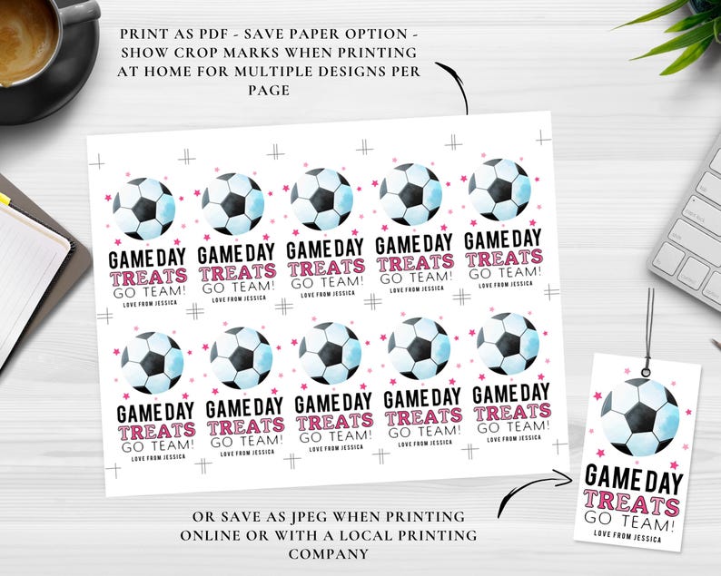 Girls Game Day Treat Tag, Printable Game Day Treat Tag, Soccer Party ...