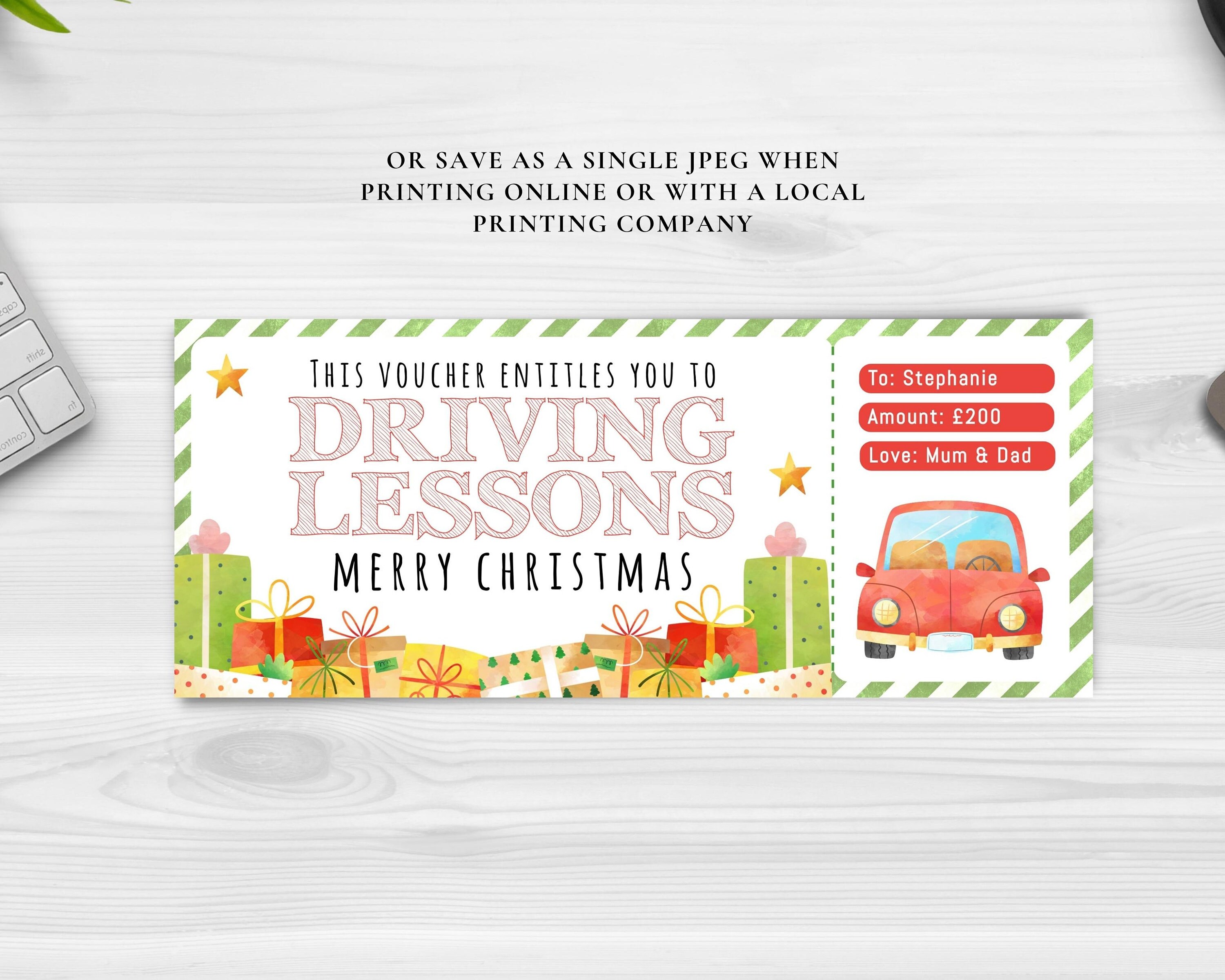 Driving Lessons Gift Certificate, 17th Birthday Driving Lessons Voucher ...