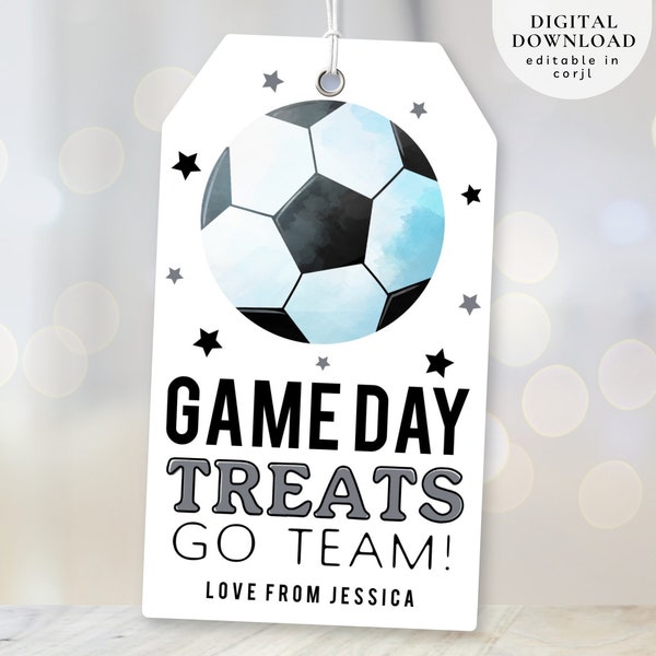 Game Day Treat Tag, Game Day Treat Tag, Soccer Party Tag, Soccer Favor Tag, Snack Bag Tag, Soccer Gift Ideas, Sports Tag, 349