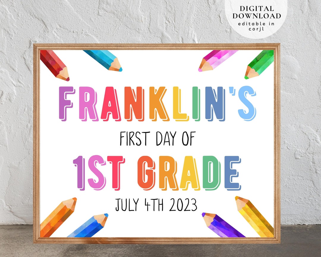 Editable First Day of School Board, Printable Rainbow School Board