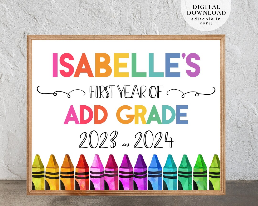 Editable First Day of School Board, Printable Rainbow School Board