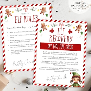 Regras de chegada dos elfos, Instruções dos elfos, Carta de recuperação dos elfos, Placa de regras dos elfos, Regras dos elfos a seguir, Carta de doença do seu elfo, Elfos tocados, 101