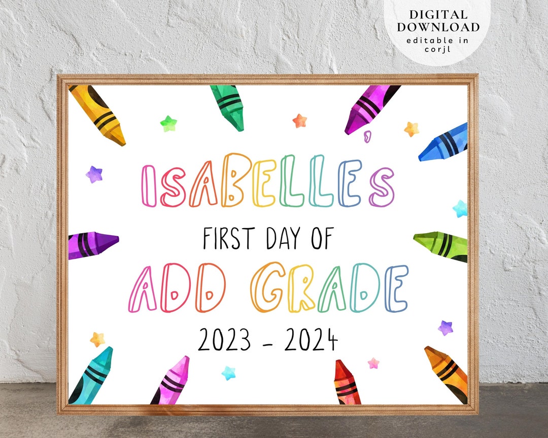 Editable First Day of School Board, Printable Rainbow School Board
