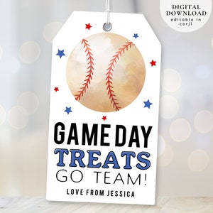 Game Day Treat Tag, Game Day Treat Tag, Baseball Party Tag, Baseball Favor Tag, Snack Bag Tag, Baseball Gift Ideas, Sports Tag, 351