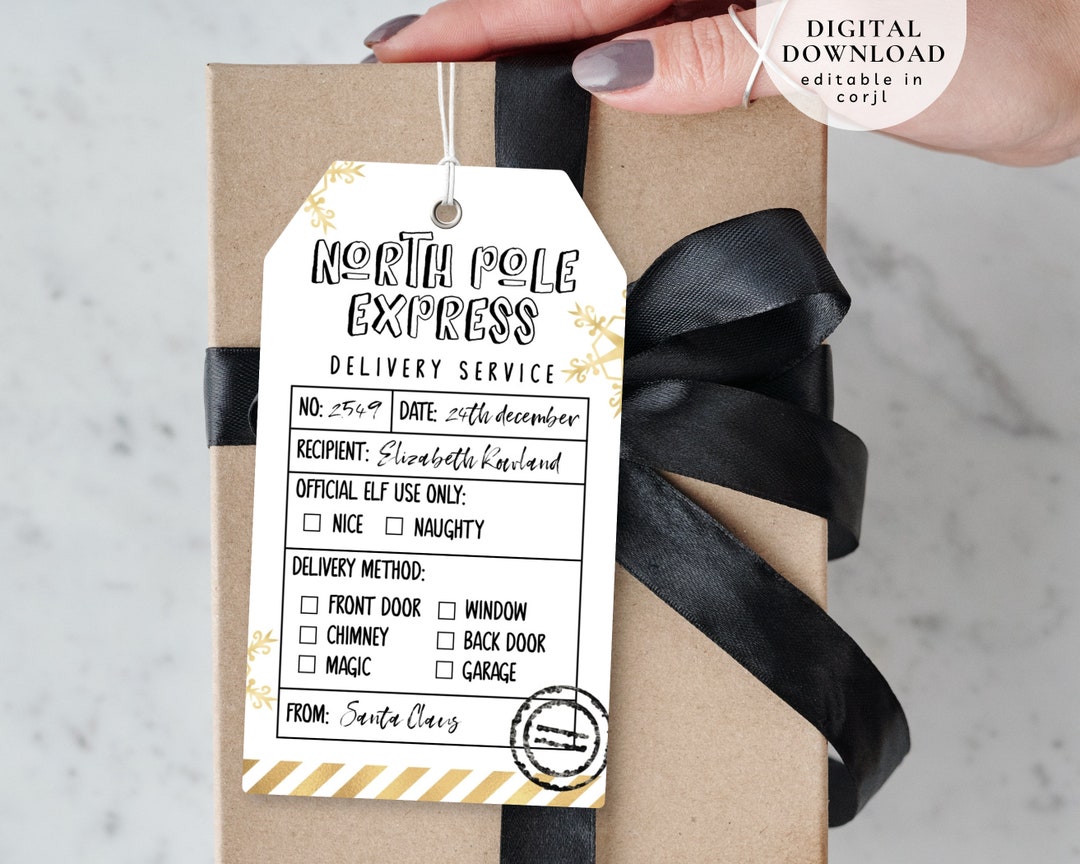 North Pole Express Tag Express Delivery Tag Christmas Nice Etsy
