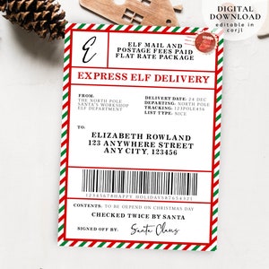 Livraison express modifiable elfe, étiquettes d'expédition elfes, colis d'arrivée elfes, étiquette cadeau imprimable elfes, étiquette d'expédition de Noël, 102