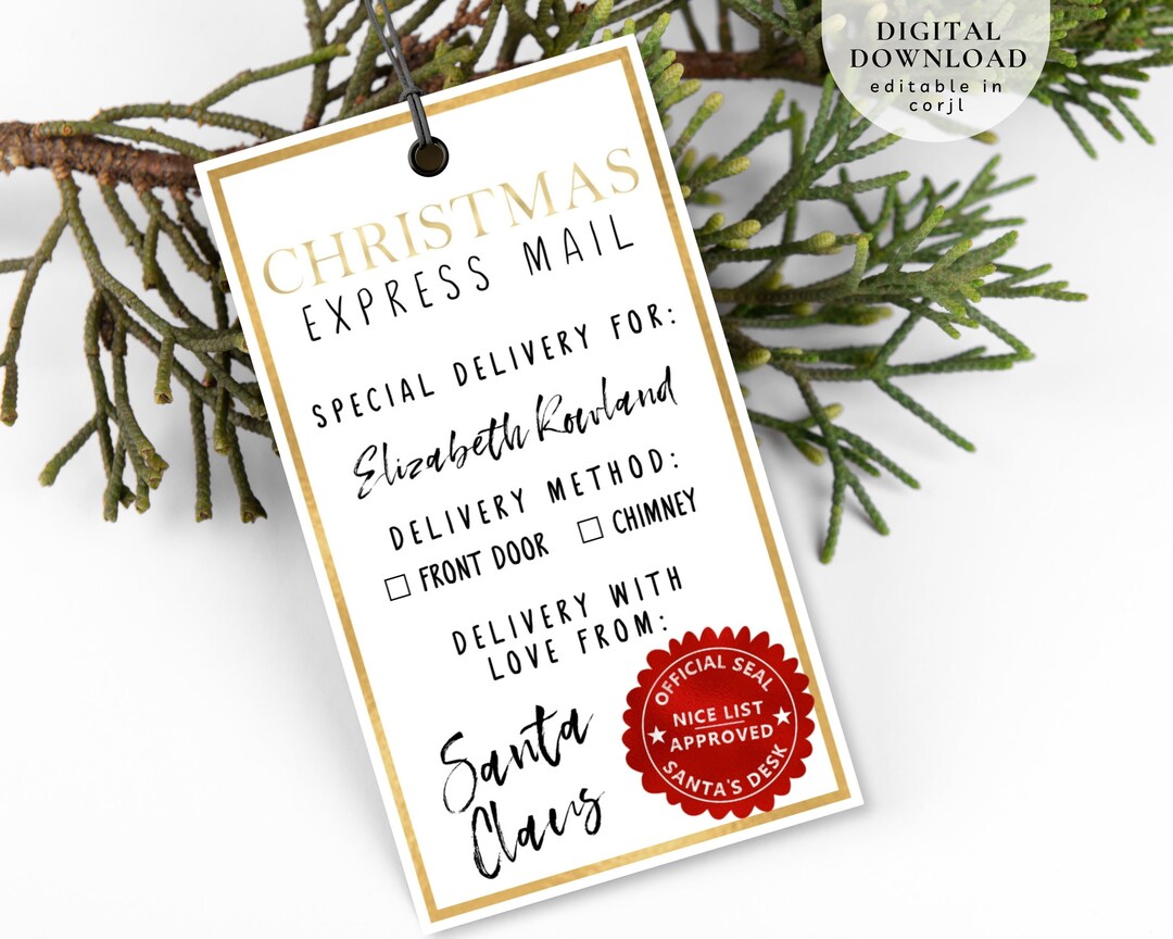 North Pole Express Tag Express Delivery Tag Christmas Nice Etsy