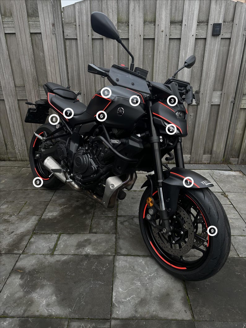 Mt07 Sticker Yamaha MT07 Sticker Set 2024-2025 MT07 Stickers MT07 Decals Set ...