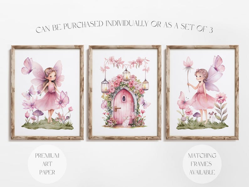 Nursery Wall Decor Girls' Room Prints Children's Watercolor Posters