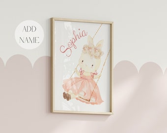 Custom Nursery Wall Art Digital Download - Girls' Room Printable - Children's Watercolor Wall Decor - Ballerina Wall Art - Design1007