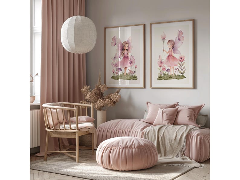 Nursery Wall Decor Girls' Room Prints Children's Watercolor Posters