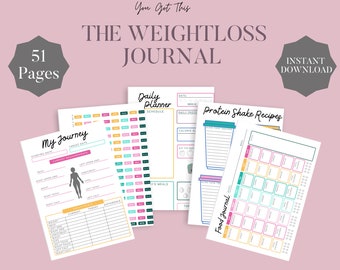 Weightloss Journal Planner Tracker Digital