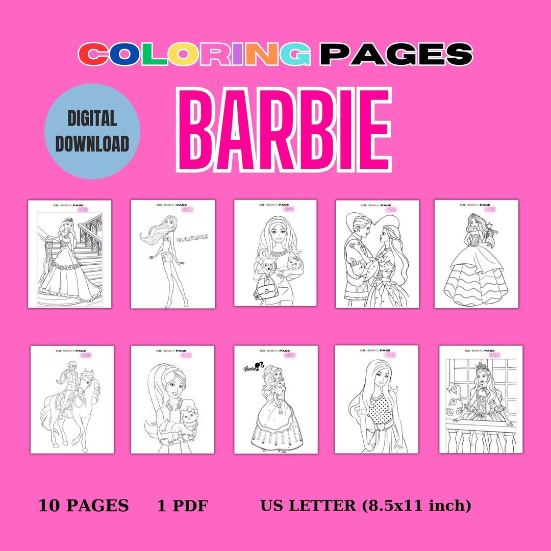 COLORING PAGES | BARBIE | for Kids | Kids | Digital Download - Etsy