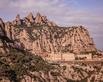 Montserrat Spain Photography Print, Mountain Abbey Landscape (Digital Download)