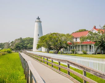 Ocracoke Lighthouse Wall Art Printable | North Carolina Coastal Photography | Outer Banks Print | Beach House Decor | Coastal Wall Art