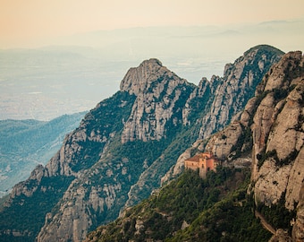 Montserrat Spain Print | Mountain Monastery Wall Art | Barcelona Travel Photography | Digital Download