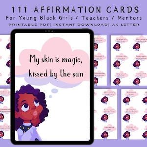 Cartes d'affirmation pour les jeunes filles noires – Citations positives quotidiennes, renforcement de la confiance en soi, amour de soi et pleine conscience pour les enfants