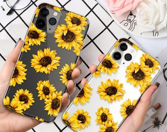 Klare Sonnenblume Handyhülle passend für iPhone 15 Pro Max, 14, 13, 12, 11, XR, 8+, 7 & Samsung S23, S22, A14, A54