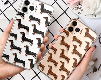 Clear Dachshund Phone Case Sausage Dog Cover fit for iPhone 17 Pro Max, 16e, 15, 14, 12 & Samsung S25 Ultra, S24 FE, A56, Pixel 9 Pro 8