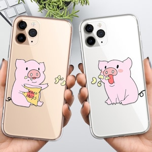 Funda de teléfono con dibujos animados de cerdos y pareja divertida, compatible con iPhone 16 Pro Max 15 14 13 12 11 XS Plus Samsung S25 S24 A55 A54 Pixel 9 Pro 8