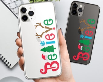 Believe Christmas Phone Case Xmas Clear Cover fit for iPhone 17 Pro Max, 16e, 15, 14, 12 & Samsung S25 Ultra, S24 FE, A56, Pixel 9 Pro 8