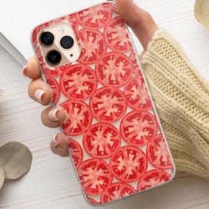Tomatenscheibe Handyhülle Transparent passend für iPhone 16 Pro Max 15 14 13 12 11 XS Plus Samsung S25 S24 A55 A54 Pixel 7