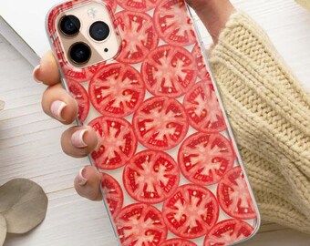 Tomato Slice Phone Case Transparent Cover fit for iPhone 17 Pro Max, 16e, 15, 14, 12 & Samsung S25 Ultra, S24 FE, A56, Pixel 7