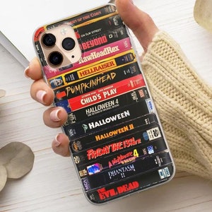 Custodia per telefono con nastro VHS, film horror spaventoso, adatta per iPhone 16 Pro Max 15 14 13 12 11 XS Plus Samsung S25 S24 A55 A54 Pixel 9 Pro 8