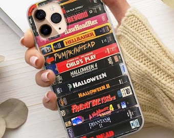 VHS Tape Phone Case Scary Horror Movie Cover fit for iPhone 17 Pro Max, 16e, 15, 14, 12 & Samsung S25 Ultra, S24 FE, A56, Pixel 9 Pro 8