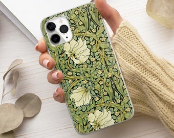 Green Floral Phone Case Flowers Cover fit for iPhone 17 Pro Max, 16e, 15, 14, 12 & Samsung S25 Ultra, S24 FE, A56, Pixel 9 Pro 8