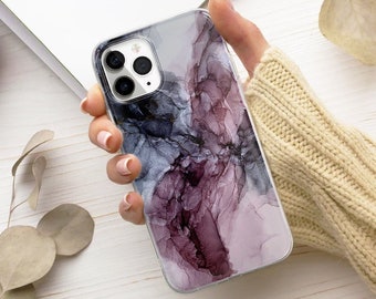 Aubergray Marble Phone Case Cover adapté pour iPhone 15 Pro Max, 14, 13, 12, 11, XR, 8+, 7 et Samsung S23, S22, A14, A54