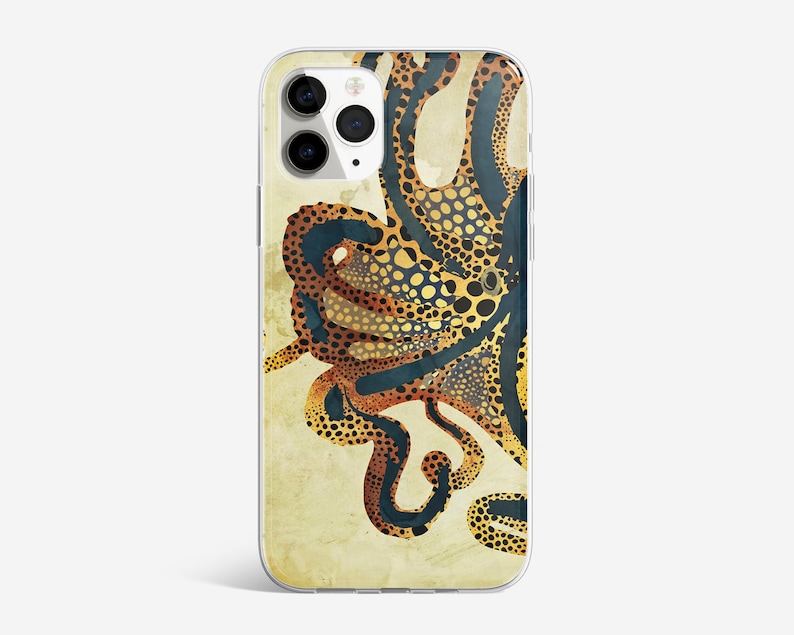 Octopus Phone Case Sea Animals Cover fit for iPhone 14 Pro, 13, 12, 11, XR, 8+, 7 & Samsung S23, S22, A53, A51, Huawei P20, P30 Lite