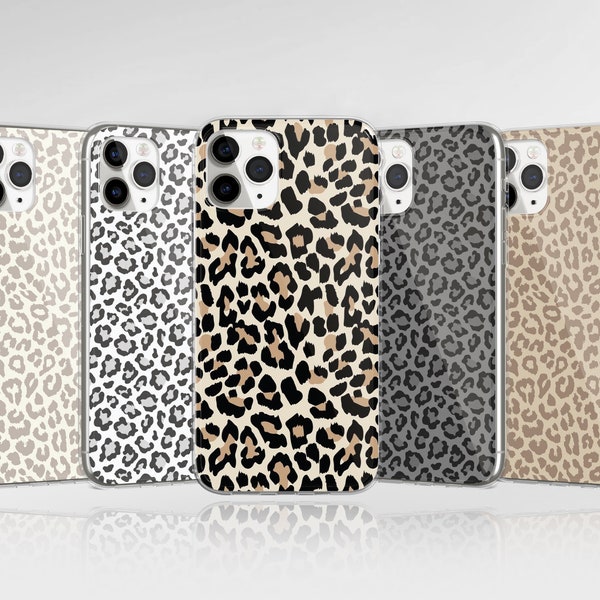Leopard Muster Handyhülle Handyhülle passend für iPhone 15 Pro Max, 14, 13, 12, 11, XR, 8+, 7 & Samsung S23, S22, A14, A54