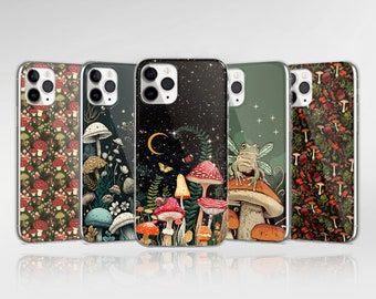 Aesthetic Mushroom Phone Case Cottagecore Cover fit for iPhone 16 Pro Max 15 14 13 12 11 XS Plus Samsung S25 S24 A55 A54 Pixel 9 Pro 8