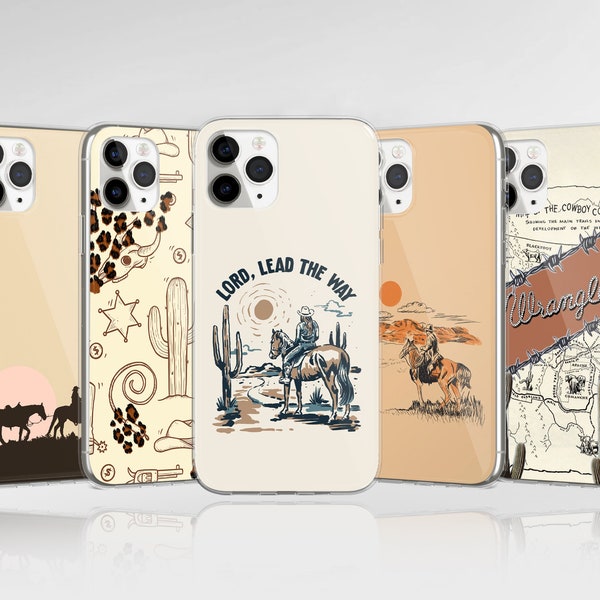 Cowboy Phone Case Western Cover fit for iPhone 15 Pro Max, 14, 13, 12, 11, XR, 8+, 7 & Samsung S23, S22, A14, A54