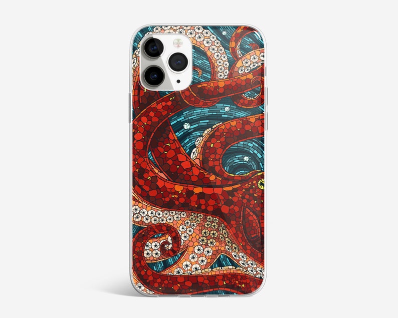 Octopus Phone Case Sea Animals Cover fit for iPhone 14 Pro, 13, 12, 11, XR, 8+, 7 & Samsung S23, S22, A53, A51, Huawei P20, P30 Lite