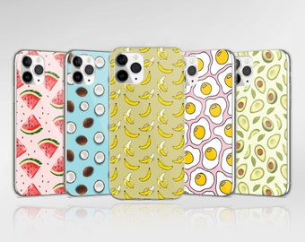 Summer Fruit Phone Case Banana Cover adapté pour iPhone 15 Pro Max, 14, 13, 12, 11, XR, 8+, 7 et Samsung S23, S22, A14, A54