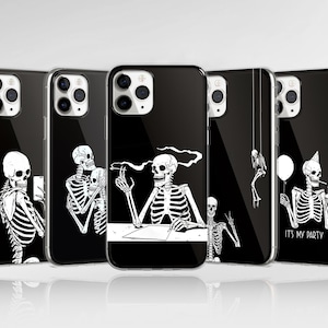 Spooky Skeleton Phone Case Halloween Cover fit for iPhone 16 Pro Max 15 14 13 12 11 XS Plus Samsung S25 S24 A55 A54 Pixel 9 Pro 8