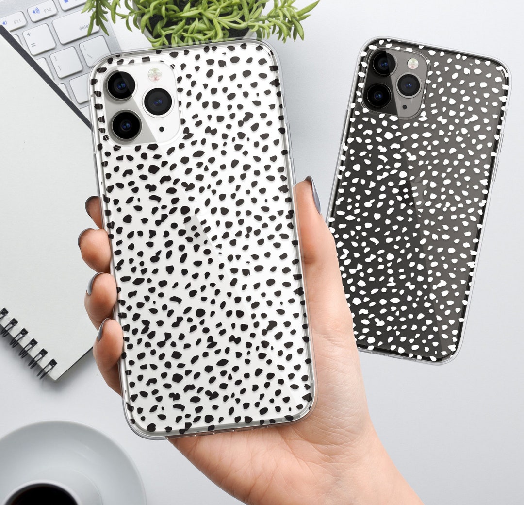 Dalmation Spots Phone Case Clear Polka Dots Case Cover Fit for iPhone