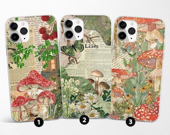 Cottagecore Handyhülle Natur Scrapbook Cover paßt für iPhone 17 Pro Max, 16e, 15, 14, 12 & Samsung S25 Ultra, S24 FE, A56, Pixel 9 Pro 8