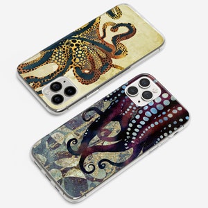 Octopus Phone Case Sea Animals Cover fit for iPhone 14 Pro, 13, 12, 11, XR, 8+, 7 & Samsung S23, S22, A53, A51, Huawei P20, P30 Lite