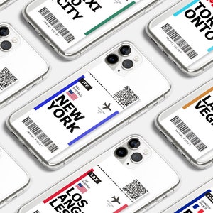 Étui pour téléphone personnalisé pour billet d'avion et carte d'embarquement pour iPhone 16 Pro Max 15 14 13 12 11 XS Plus Samsung S25 S24 A55 A54 Pixel 9