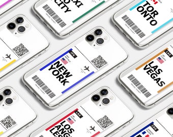 Funda para teléfono con billete de avión personalizado y tarjeta de embarque, compatible con iPhone 17 Pro Max, 16e, 15, 14, 12 y Samsung S25 Ultra, S24 FE, A56
